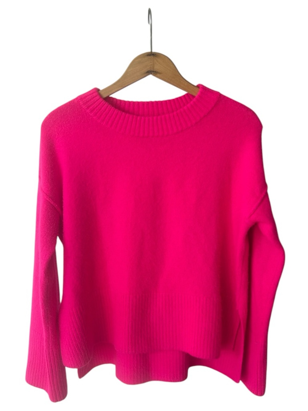 Vince Camuto | Women’s Hot Pink Oversized Crewneck Side Slit Sweater Size XS